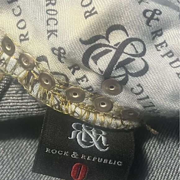 Rock & Republic Gold Studded Jeans Size 0 Western Bootcut Studded - Picture 10 of 11